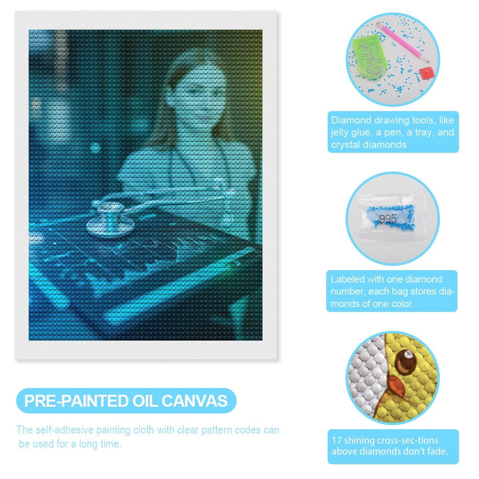 Diamond Art Kits for Adults, Medical Technology Stethoscope Analysis 5D Diamond Painting Kits for Adults Beginners, DIY Full Drill Diamond Painting, Gem Art and Crafts 12x16
