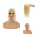 thumbnail image 1 of MY-LADY 100% Remy Human Hair Silk Base Top Hairpiece for Women Clip in Topper Hand-made Top Toppee Hair Piece for Thinning Hair Loss Hair Grey Hair 6inch #18P613 Ash Blonde & Bleach Blonde, 1 of 8