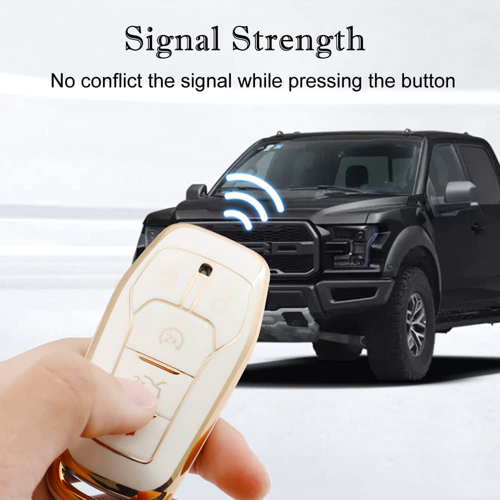 for Ford Key Fob Cover, Premium Soft TPU Full Protection Key Fob Case for Ford Fusion Mustang F150 Edge Explorer Lincoln MKZ MKC MKX Smart Remote Key Protector