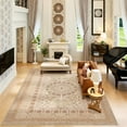thumbnail image 3 of Toyoso 8x10 Large Traditional Area Rug, Bordered Botanical Floor Covering, 0.25 inch Durable Washable Non Slip Indoor Floor Rug for Dining Room and Family Space, Ivory Champagne, 3 of 10