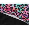 thumbnail image 4 of Serdomi Girls' Big Kid Long-Sleeve One-Piece Swimsuit Rash Guard - Colorful Leopard Cutout Midriff Zipper Size 10, 4 of 7