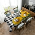 thumbnail image 3 of Rectangle Tablecloth Waterproof for Kitchen, Rustic Farm Sunflower Black and White Buffalo Plaid Polyester Wrinkle Textured Tablecloths, Indoor/Outdoor Decor Desktop Protectors Tablecloths, 60"x102", 3 of 6