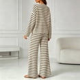 thumbnail image 6 of Aimik Lounge Sets for Women Striped Long Sleeve Crewneck Top and Wide Leg Long Pants Set Fall Winter Casual Womens Striped Set, 6 of 6