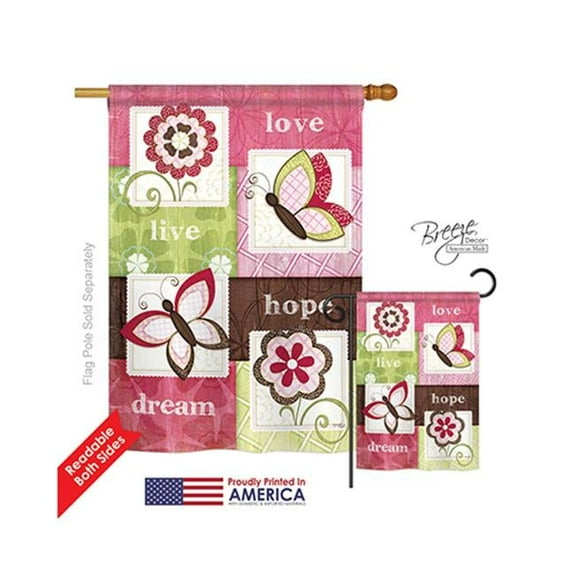 Breeze Decor 00056 Welcome Butterfly Floral 2-Sided Vertical Impression House Flag - 28 x 40 in.