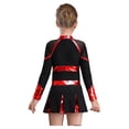 thumbnail image 2 of RUNQHUI Filles Enfants Paillettes Manches Longues Robe de Danse Ballet Uniforme d'Équipe Compétition Encouragement Danse Noir&Rouge 6, 2 of 7