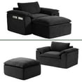 thumbnail image 2 of Fnkosi 63" Oversized Chaise Lounge Indoor, Chenille Boneless Chair with Deep Seat & Movable Ottoman for Living Room, No Assembly Required , Black, 2 of 9