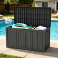 thumbnail image 7 of KAMEROUT 150 Gallon Resin Deck Box, Package Delivery Box with Lockable Lid, Waterproof Outdoor Storage Box For Garden Tools, Patio Cushions, Black, 7 of 7