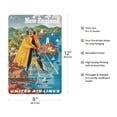 thumbnail image 2 of New England - Fishing - United Air Lines - Vintage Airline Travel Poster by Joseph Fehér c.1940 - 8 x 12 inch Vintage Metal Tin Sign, 2 of 4