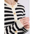 thumbnail image 4 of DARING DIVA Women's Striped Knit Long Sleeve Button Down Cardigan S Black, 4 of 6