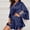 Navy, variant on Naittoop Elegant Women's Satin Robe Short Silk Robes for Women Kimono Bathrobe with Ruffled Hem