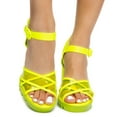 thumbnail image 2 of Cape Robbin Speechless Lime Ankle Strap Lug Sole Clear Open Toe Platform Sandals (Lime, 10), 2 of 2