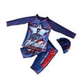 thumbnail image 1 of Children Boy Two Parts Long Sleeve Swimwear with Cap Captain America Spring Swimsuit, 1 of 9