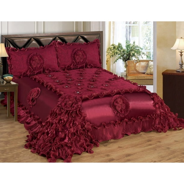 3-Piece Lisa Real 3D Oversized Burgundy Comforter Set ...