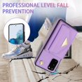 thumbnail image 6 of Phone Case for Samsung Galaxy S20 Plus S20+ 5G Wallet Cell Cover with Card Holder Stand Shoulder Crossbody Strap Long Lanyard Leather S20+5G S20plus 20S + S2O S 20 20+ G5 Women Girls Purple, 6 of 11