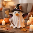 thumbnail image 3 of Witch Hat Ghost Duck Resin Halloween Statue, Cute Spooky Tabletop Figurine, Fall Mantel Shelf Ornament for Home Living Room, Party Counter And Holiday Table Decor, 3 of 6