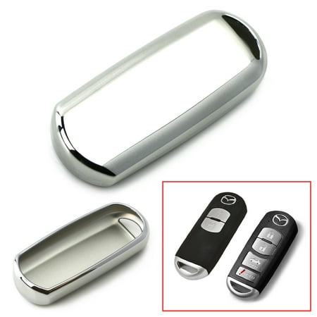 iJDMTOY Chrome Finish Silver TPU Key Fob Protective Cover Case For Mazda 2 3 5 6 CX-3 CX-5 CX-7 CX-9 MX-5 Remote Key (Fit Keyless Fob ONLY, not Flip (Best Mazda Cx 5)