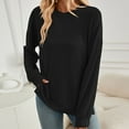 thumbnail image 4 of ameIAEA Fall Sweatshirts for Women Long Sleeve Crewneck Tops Side Slit Casual Loose Shirts, 4 of 7