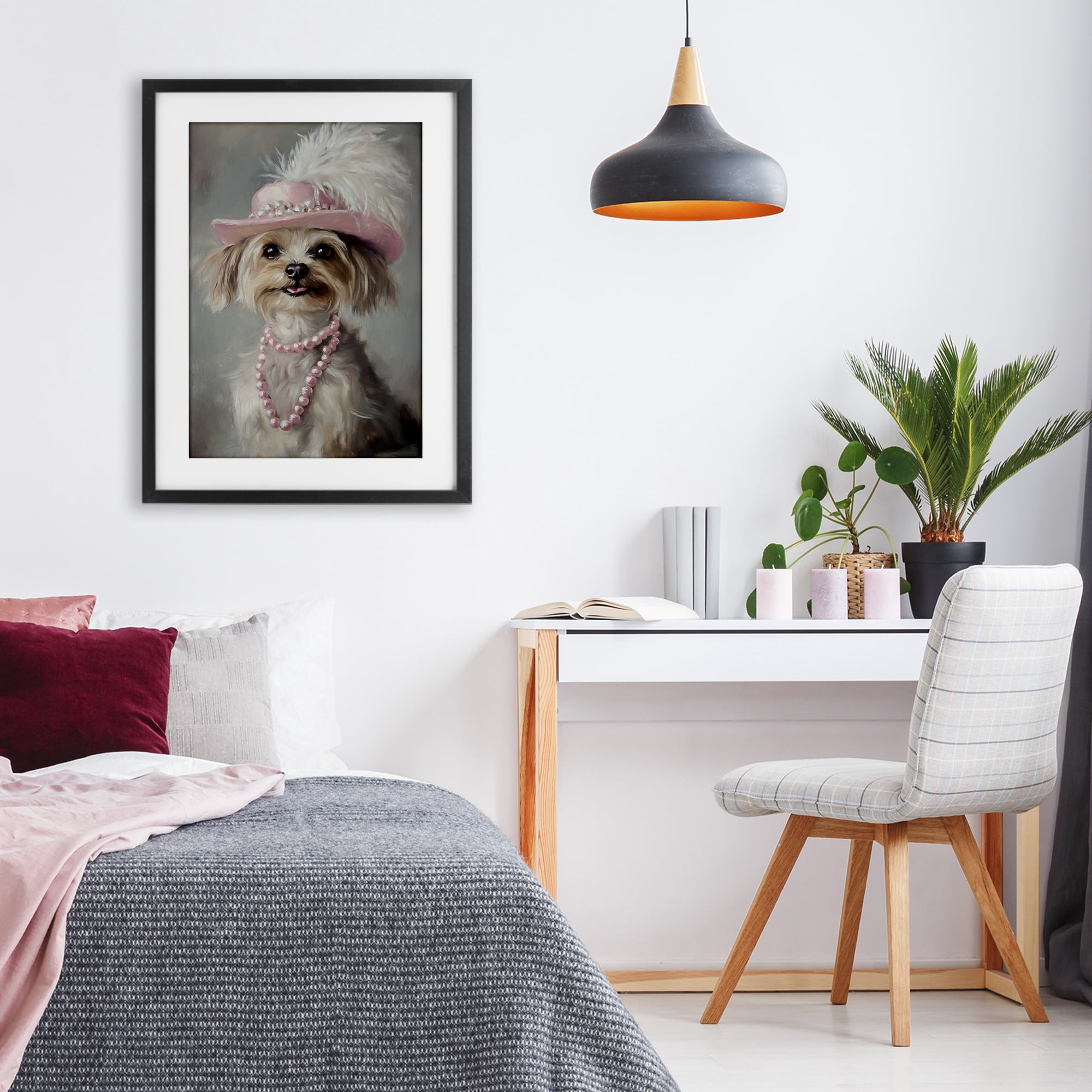 Stupell Industries Lady Yorkie Portrait Black Framed Print Under Glass, design by Tina LeCour