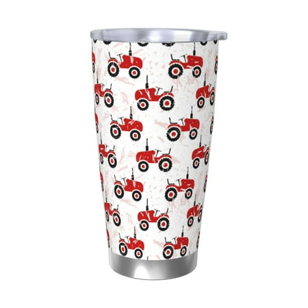 

Salouo Red Wheeled Tractors Print 20oz Tumbler with Lid Stainless Steel Vacuum Insulated Tumbler Durable Insulated Coffee Mug Thermal Cup with Splash Proof Sliding Lid-Without Straw