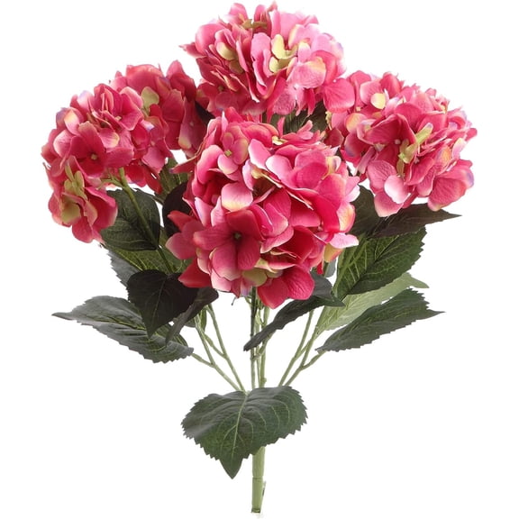 2 Pack Artificial Fuchsia Hydrangea Silk Flower Bush – 7 Large Realistic Faux Blooms for Home, Wedding & DIY Décor