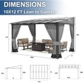 thumbnail image 2 of Kullavik 10' × 12' Hardtop Gazebo for Patio, Wall-Mounted Lean to Gazebo Pergola with Sloping Roof and Durable Aluminum Frame, Large Heavy Duty Awnings for Decks Backyard, Grey, 2 of 9