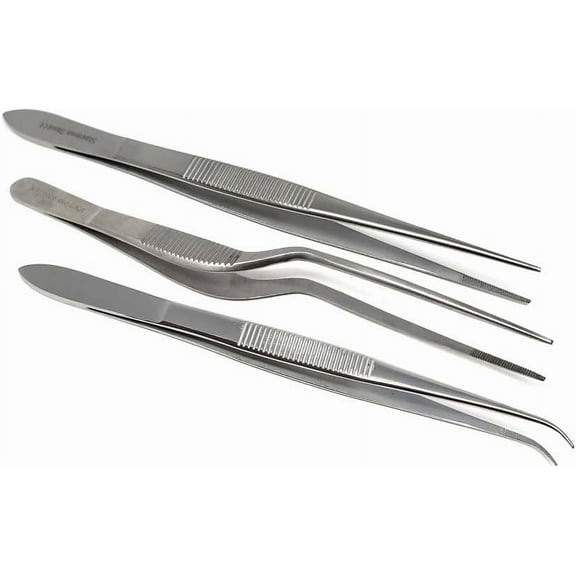 3 Pcs Cooking Tweezer Tongs, 5.5" Stainless Steel Kitchen Tweezer Set, Professional Multipurpose Tweezer for Cooking, Repairing, Sea Food, BBQ, Multi-use