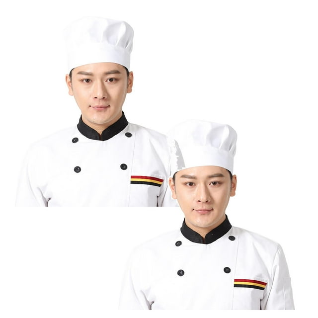 Oleegame 2PC Pretty Apron Chef Hat Adult Adjustable Baker Kitchen Cooking Chef Cap White