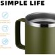thumbnail image 3 of Taza de café de 12 oz con asa y tapa deslizante, vaso de viaje de acero inoxidable con asa, taza de camping con aislamiento al vacío de doble pared para bebidas frías y calientes, 3 of 5