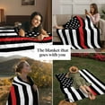 thumbnail image 3 of Patriotic Thin Red Line Flag Throw Blankets, Firefighter Soft Fleece Blanket Decorative for Home Sofa Couch Chair Living Bedroom, 60x80 inches,, 3 of 8