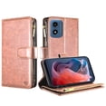 thumbnail image 2 of For Motorola Moto G Play 2024 METKASE Luxury Wallet Card ID Zipper Money Holder in Slide-Out Package - Rose Gold, 2 of 4