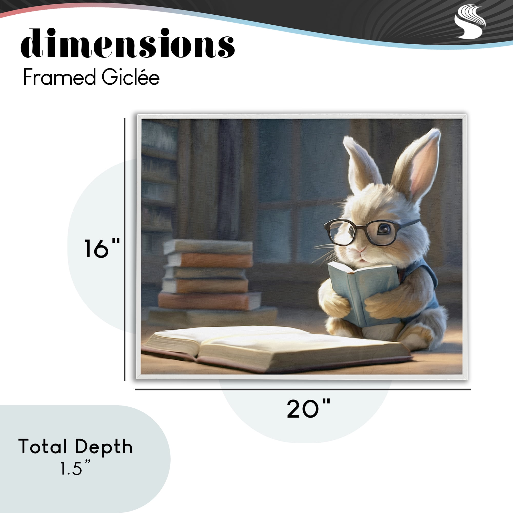 Stupell Industries Bookish Bunny at Desk White Framed Giclee Art, design by Kim Allen
