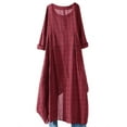 thumbnail image 3 of ZANZEA Women Round Neck Long Sleeve Grid Dress Light Weight Thin Dress, 3 of 3
