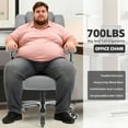 thumbnail image 3 of Big and Tall 700lbs Office Chair, Fabric Heavy Duty Executive Chair with 3D Flip up Armrests Adjustable Lumbar Support Large Rubber Wheels, Extra Wide High Back Computer Desk Chair, Grey, 3 of 9