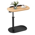 thumbnail image 1 of Yedigre Table d'Appoint, Table d'Appoint Mince à Hauteur Réglable, Plateau TV Pivotant à 360 Degrés, Table de Nuit avec Étagère de Rangement à 2 Niveaux, Table de Canapé Réversible (Marron), 1 of 8