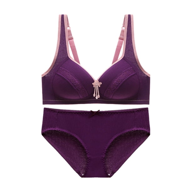 Conjunto de sujetador push up con botones en la espalda y sin aros de talla grande para mujer, traje a juego para mujer