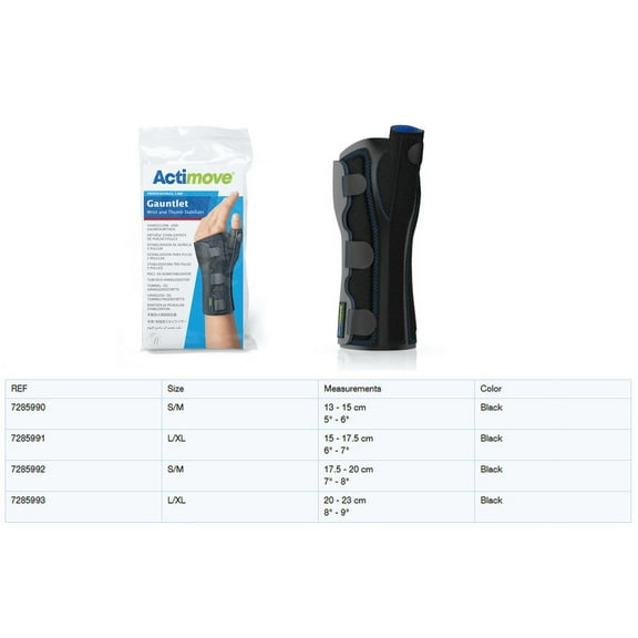 Actimove Gauntlet, Wrist and Thumb Stabilizer, Large (7″ - 8″)