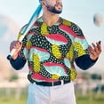 thumbnail image 4 of Fotbe Green Mushroom Baseball Jersey Shirt for Men and Women, Casual Short Sleeves Button Down T-Shirt-4X-Large, 4 of 9