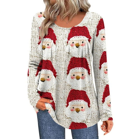 Winter Saving Talove Long Sleeve Shirts for Women Funny Graphic Sweatshirt Fall Fashion Must Haves Loose Tunic Tops Casual 2025 Womens Tops Trendy Casual Christmas Shirts