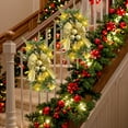 thumbnail image 5 of Prelit Christmas Stairs Swag with LED Lights,Cordless Artificial Teardrop Swag Garland with Pine Cones Ball Ornaments for Staircase Front Door Window Wall Hanging Indoor Outdoor Xmas Decor, 5 of 6
