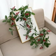 BUYISI Artificial Berry Holly Christmas Garland 1.8M Home Decorations Party Ornaments