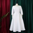 thumbnail image 5 of AURA Plus Size Summer Solid Color A Line Swing Dress Elegant High Waist Midi Evening Dress XL XXXL, 5 of 10