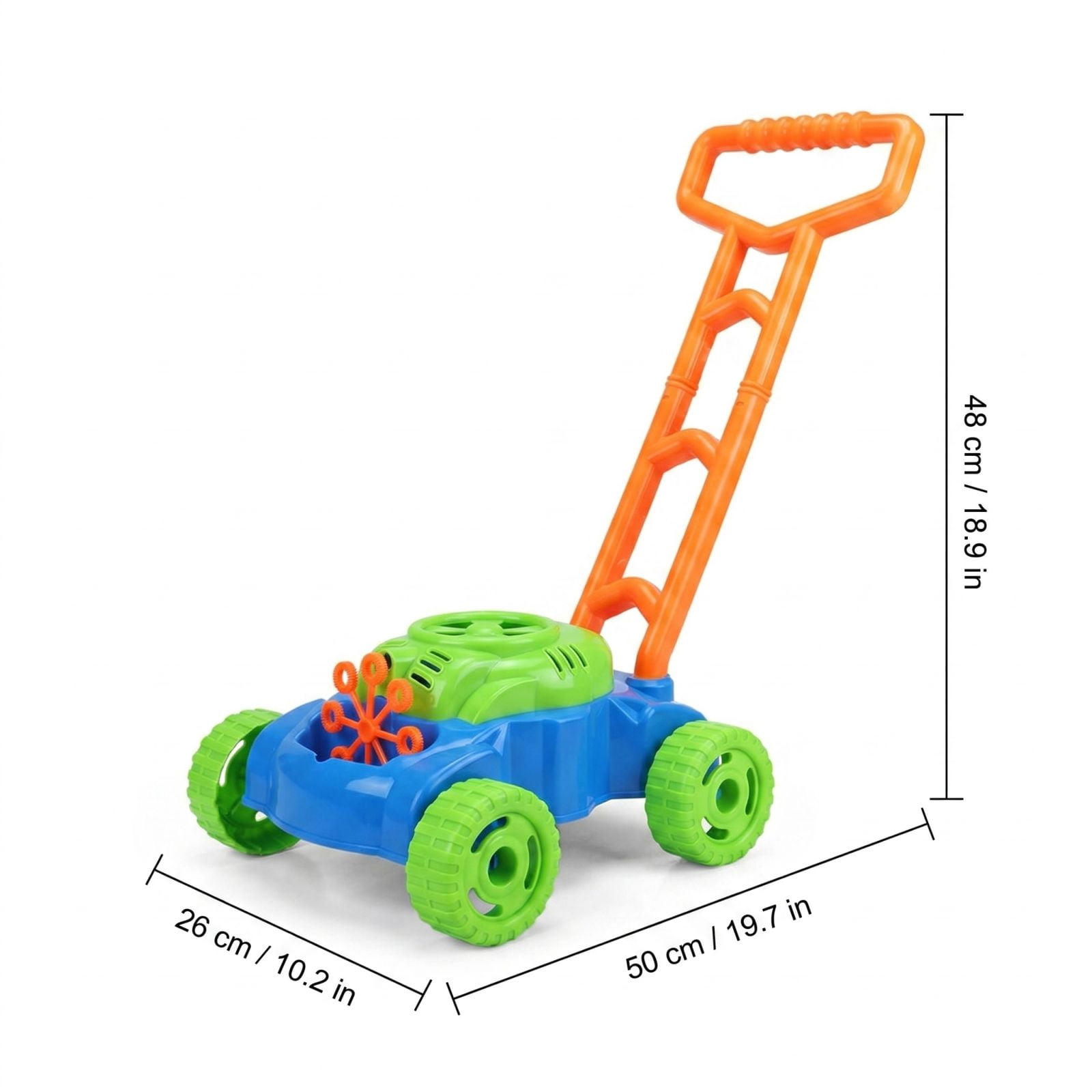 Push Lawn Bubble Blowing Machine with Automatic Bubble Maker and 50ml Solution, Outdoor Rolling Bubble Cart ABS Design for Interactive Party Activities