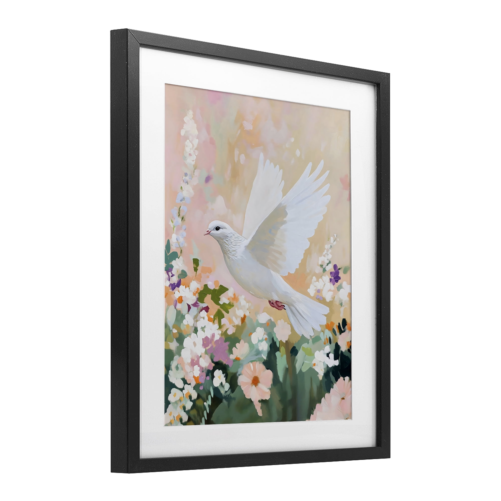 Stupell Industries White Dove Among Spring Blooms Black Framed Print Under Glass, design by The Prints Vibe