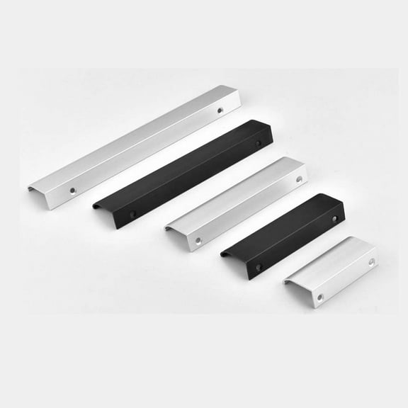 10 Pack Modern Style Finger Edge Pull Furniture DrawerHandles Hidden Cabinet Kitchen Drawer Handles Knobs,Black 150mm
