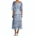 thumbnail image 2 of Taylor Women's Off The Shoulder Floral Print Chiffon Smocked Midi Dress (Ivory, 8), 2 of 4