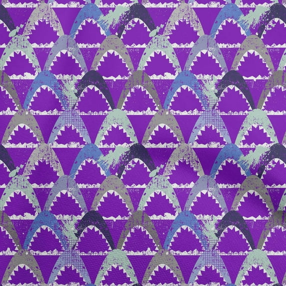 oneOone Silk Tabby Purple Fabric Ocean Shark Sewing Material Print Fabric By The Yard 42 Inch Wide