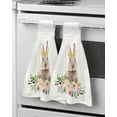 thumbnail image 2 of Towels Microfiber Absorbent Soft Dry Quick Cloth Hanging Bathroom Kitchen Towels Hand Drawn Hand Color Flower, 2 of 7