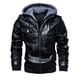 thumbnail image 2 of Chaqueta de cuero para hombre, chaqueta de cuero PU fina con capucha de dos piezas para otoño e invierno, estilo europeo y americano, 2 of 6