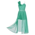thumbnail image 2 of iixpin Robe de Demoiselle d'Honneur à une Épaule Sans Manches en Dentelle à Sequins Robe Maxi Formelle pour Bal Danse Vert Menthe 10, 2 of 7