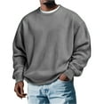 thumbnail image 3 of Hearthz Men Long Sleeve Shirt Crewneck Waffle Knit Men Sweatshirt Casual Loose Athletic Warm Knitted Sweaters Pullover, 3 of 4